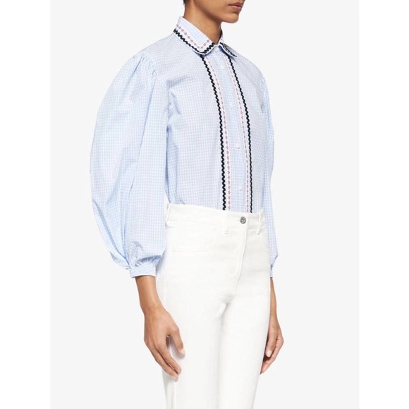 NEW $ 1180 Miu Miu gingham embroidered shirt